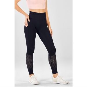 Fabletics Solid Black High Waisted Seamless Mesh Hem Legging